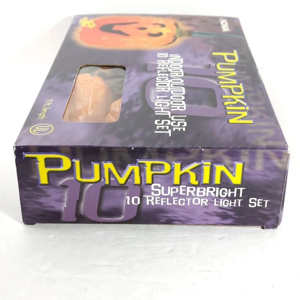 NOMA Halloween Blow Mold ~ Pumpkin String Lights Set of‎ 10 Works Jack O Lantern